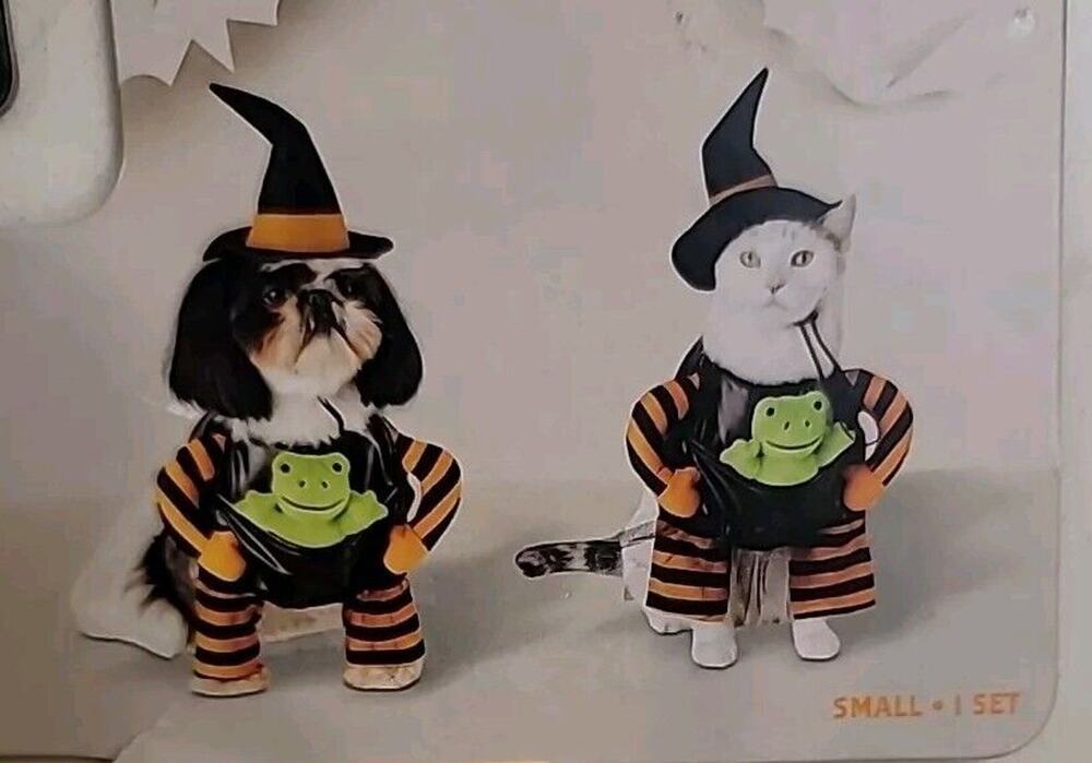 PET Halloween Costume Witch With Removable PET FROG Size medium NEW